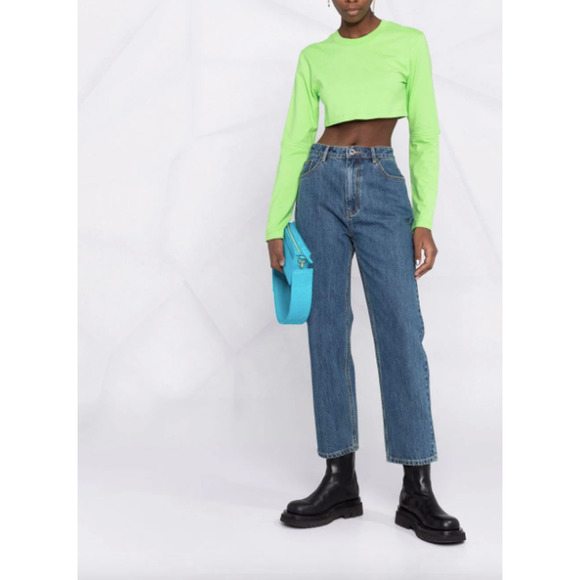 Jacquemus Le T-shirt Piccola Green Crop Top - Picture 1 of 16